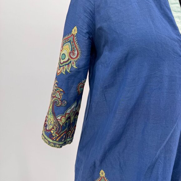 Old Navy Tunic Dress Womens S Blue Paisley Beach Cotton Y2K Lightweight Cover up - Picture 3 of 8